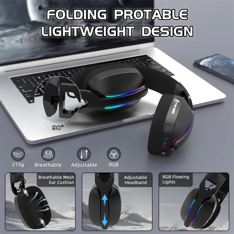 Ігрова гарнітура Attack Shark L90 Wireless,2.4GHz/Bluetooth/3.5mm PS4/PS5/Switch/Xbox/Mac/PC Black (L90B_AS)