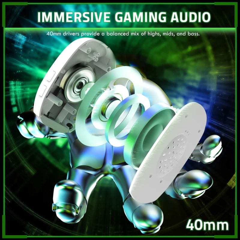 Ігрова гарнітура Attack Shark L80PRO Wireless, 2.4GHz/Bluetooth/3.5mm White (L80PROW_AS)