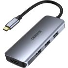 Док-станція USB3.1 Type-C --> HDMI4K30Hz/3хUSB 3.0/Type-C/ PD100W/SD/TF 7 in 1Choetech (HUB-M19-GY)