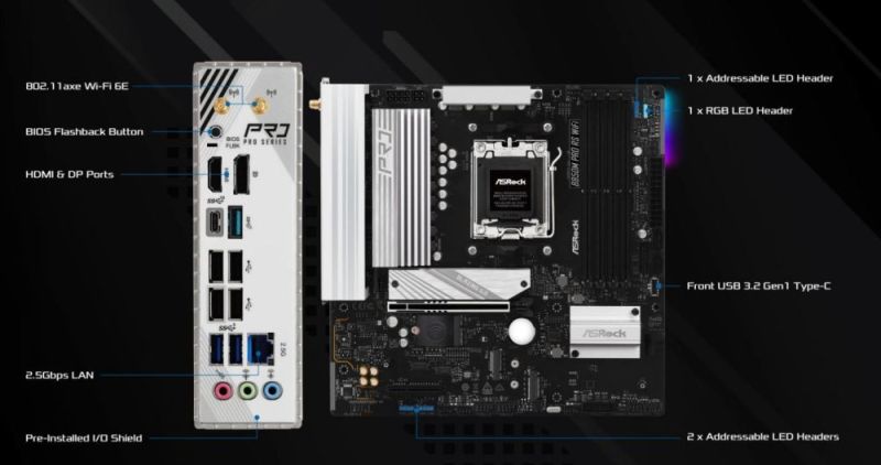 Материнська плата ASRock B850M Pro RS WiFi Socket AM5 (B850M PRO RS WIFI)