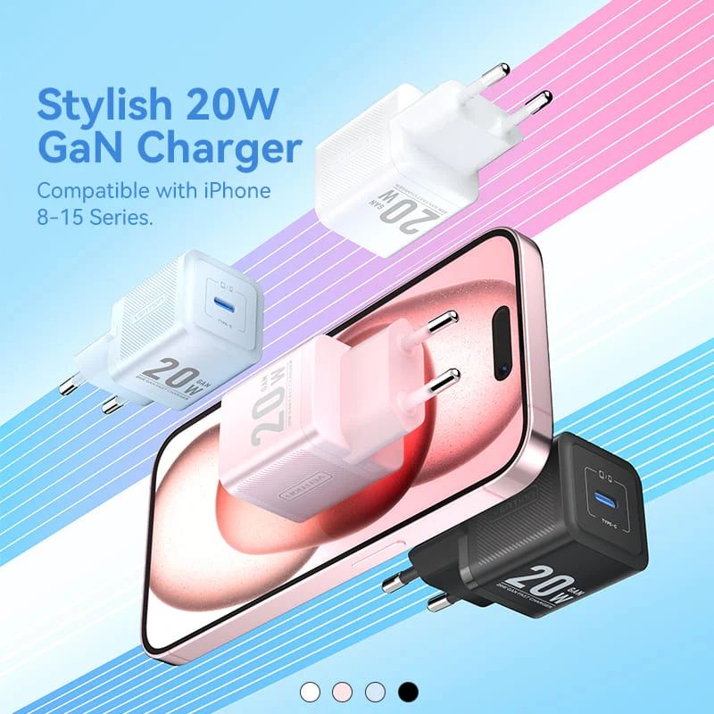 Зарядний пристрій 1xUSB-C 20W GaN + USB-C cable М-М  Black Vention (TZ-FEPB0-EU-01)