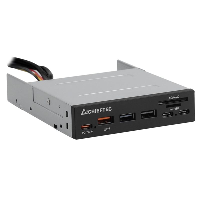 Card Reader 2x USB3.2, 2x Type-C,1x PD3.0, 1x QC3.0 USB, внутрішній, 3.5" чорний CRD-908H Chieftec (CRD-908H)