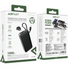 УМБ Acefast 10000mAh 30W PD USB-A,USB-C In/Out, with built-in USB-C cable M7 Black (6974316283379)