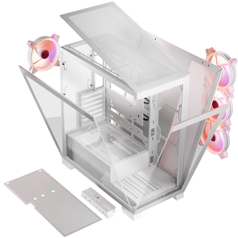 Корпус Modecom VOLCANO SPACE APEX ARGB 4x140mm fans MIDI USB 3.0x2+TYPE-C WHITE без БЖ ATX (AT-SPACE-PG-20-000000-000)