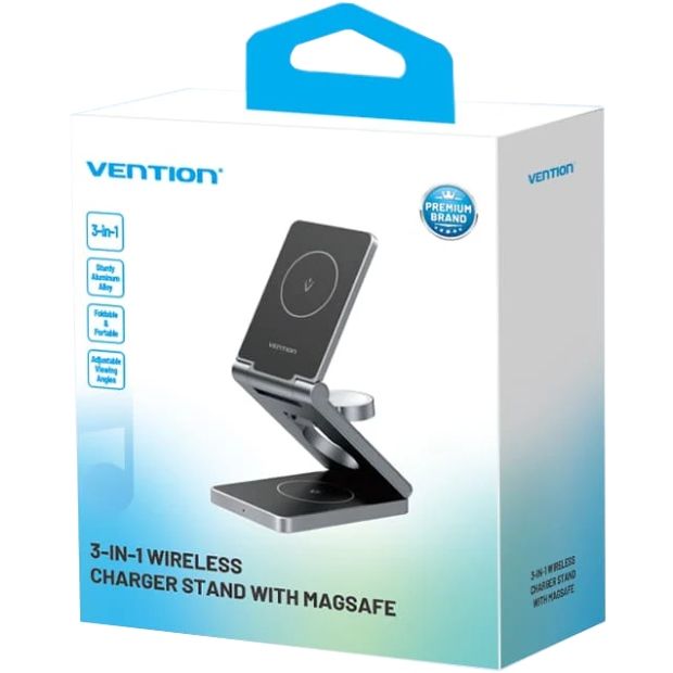 Зарядний пристрій Wireless 15W 3-in-1 Fast Charger Gray Vention (FGFH0)