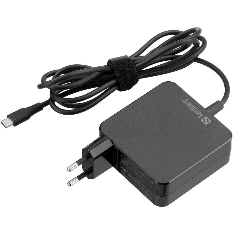 Зарядний пристрій 1xUSB 65W (USB-C) Gan, built in cable 2m, чорний Sandberg (135-79)