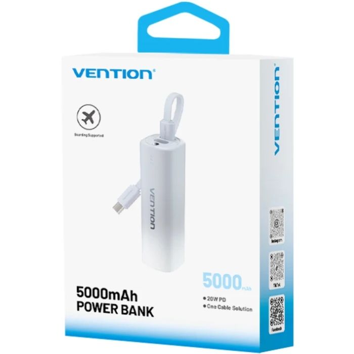 УМБ Vention 5000mAh 20W PD, USB-C In/Out, Lightning In/Out, with cable, Gradient Gray (FHWM0)