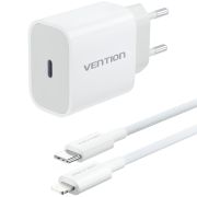 Зарядний пристрій 1xUSB-C 20W + USB-C to Lightning cable М-М White Vention (G17W0-EU)
