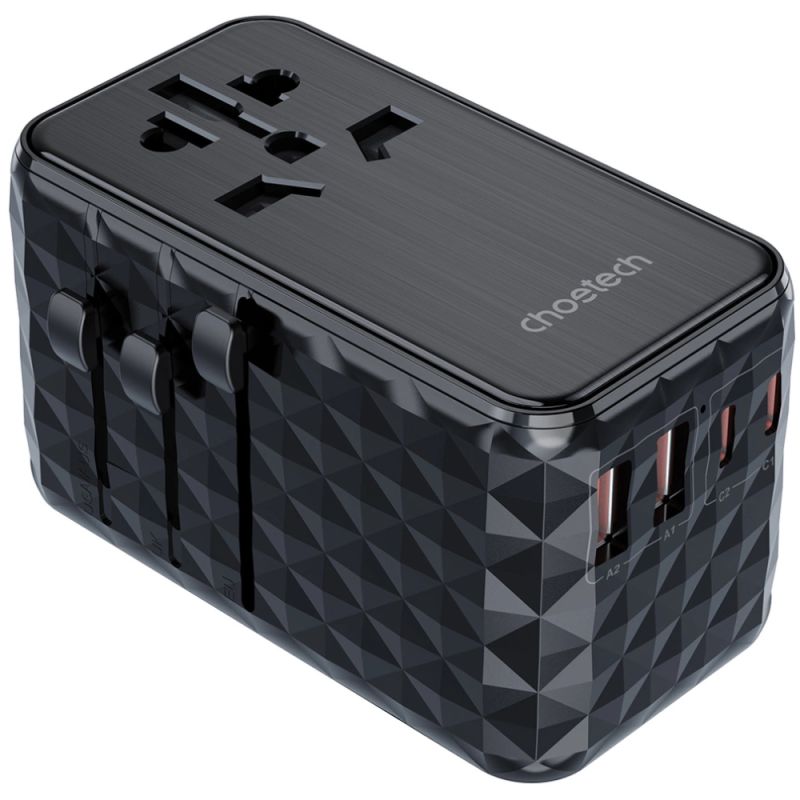 Зарядний пристрій 4xUSB 100W PD (2хUSB-C+2хUSB-A) TRAVEL Universal сharger diamond чорний Choe (PD6028-BK)