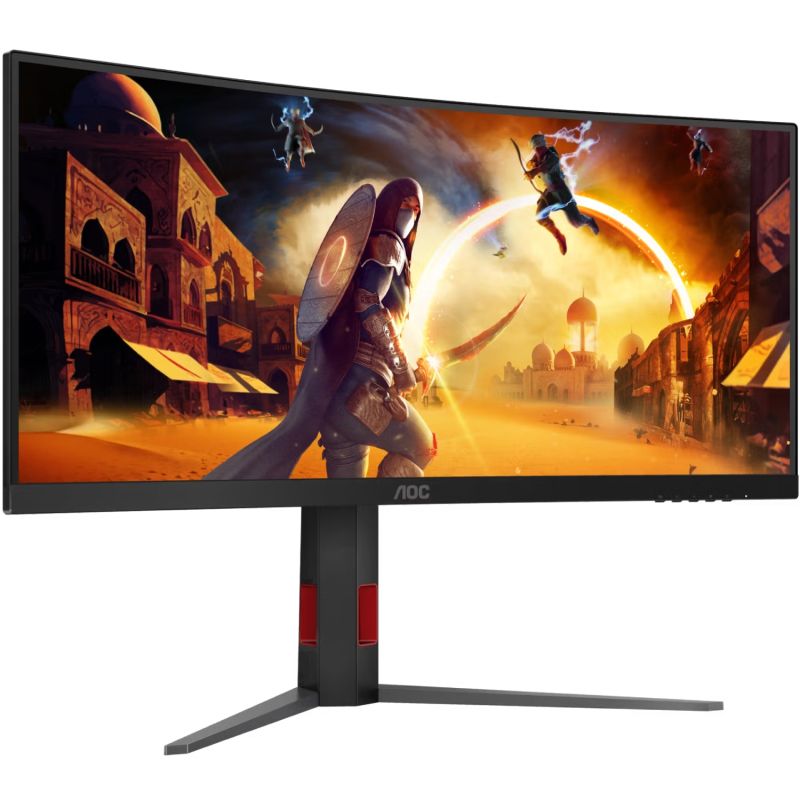 TFT 34" AOC CU34G4Z, WQHD, Fast VA, вигн., 240Гц, 2хHDMI, DP, USB-hub, HAS, чорно-червоний (CU34G4Z)