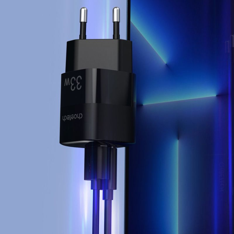 Зарядний пристрій 2xUSB 33W (USB-C+USB-A ) PD QC3.0 PD5006 чорний Choetech (PD5006-EU-BK)