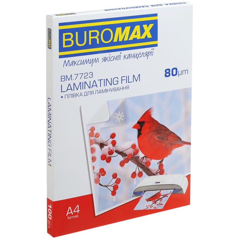 Пленка для ламинирования Buromax, глянцевая, А4, 80мк, 100 шт (BM.7723)