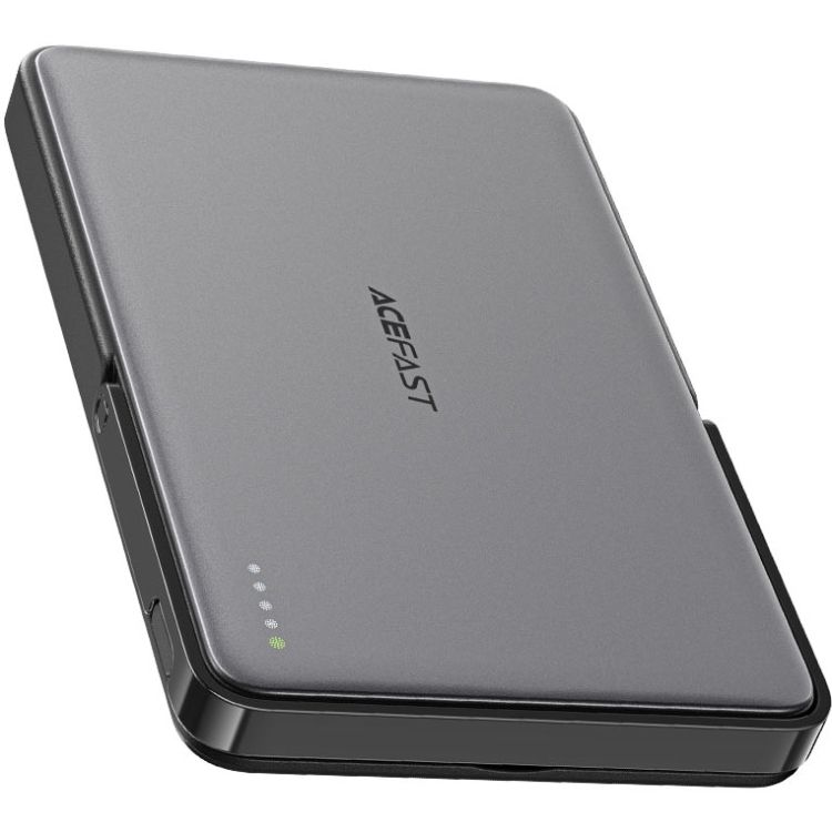 УМБ Acefast Magnetic Wireless 5000mAh 18W PD,QC3.0 USB-C In/Out,with holder, ультра тонкий M16 Black (6974316283997)