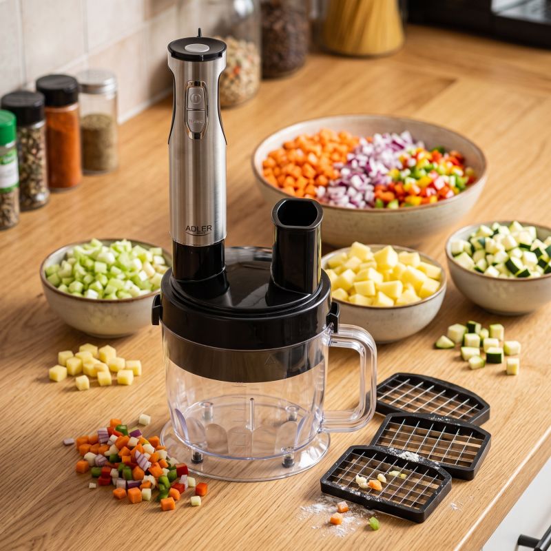 Блендер Adler AD 4638 grey ручний/ 1800Вт/ 21 швидк./ TURBO/ чаші 600мл і 1500мл/ насадка для пюре (AD4638)