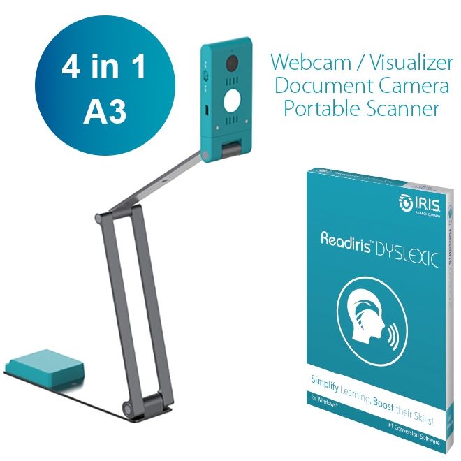 Сканер A3 Canon IRIScan Visualizer 7 Dyslexic (13MP 4K UltraHD MIC 4-in-1 USB книжковий блакитний) (464665)