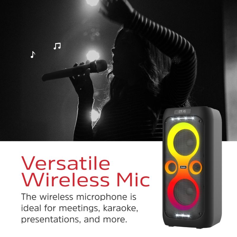 Акустична система 1.0 Energizer 50Вт Bluetooth 5.3/RMS/TF/USB/AUX/TWS/MIC, Dual 6.5” Drivers чорна (BTS566)