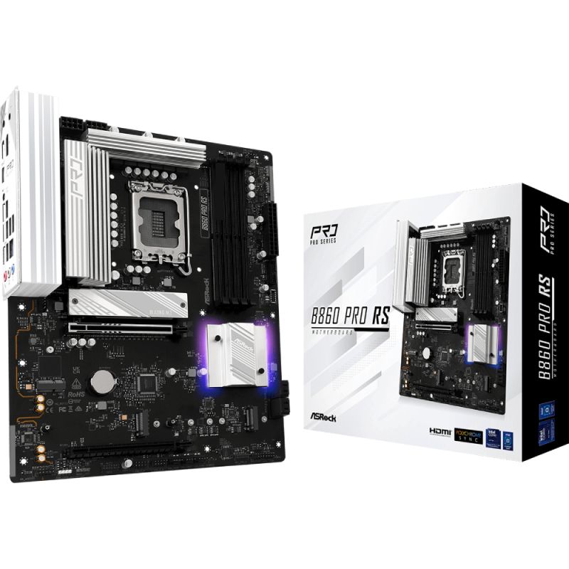 AsRock B860 Pro RS (1851/B860, 4*DDR5, 2*PCIex16, HDMI/DP, 4xSATA, 3xM.2, 2.5Glan, 7.1ch, ATX) (B860 Pro RS)