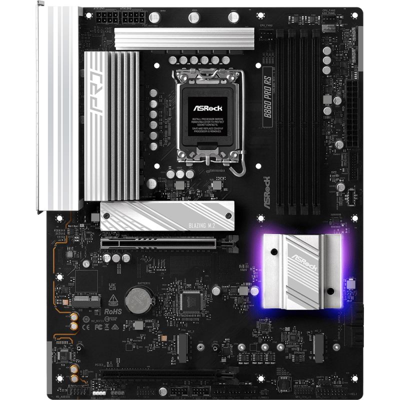AsRock B860 Pro RS (1851/B860, 4*DDR5, 2*PCIex16, HDMI/DP, 4xSATA, 3xM.2, 2.5Glan, 7.1ch, ATX) (B860 Pro RS)
