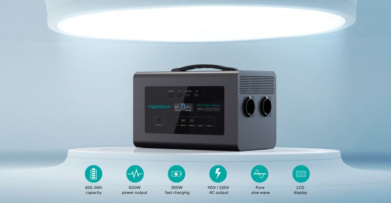 Зарядна станція Marsriva MP6 Pro 600Вт (627.2 Вт/г) DC PD 60Вт, UPS, MPPT, LiFePo4 (MP6ProV2_MARSRIVA)