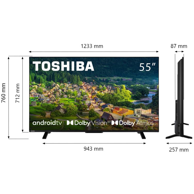 TV 55 Toshiba 55UA2363DG 4K UHD/LED/T2/Android 11/2 x 10W/Dolby Digital/HDMI/Wi-Fi/VESA 200 x 200 M4 (55UA2363DG)