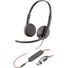 Гарнітура Poly BlackWire C3225 USB-C HS Stereo +3.5mm Plug +USB-C/A Adapter (Bulk) (8X229A6)