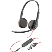 Гарнітура Poly BlackWire C3225 USB-C HS Stereo +3.5mm Plug +USB-C/A Adapter (Bulk) (8X229A6)