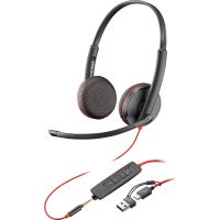Гарнітура Poly BlackWire C3225 USB-C HS Stereo +3.5mm Plug +USB-C/A Adapter (Bulk) (8X229A6)