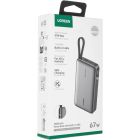 УМБ Ugreen 20000mAh 67W USB-A, USB-C In/Out, with built-in USB-C cable Grey PB550 (55996B)