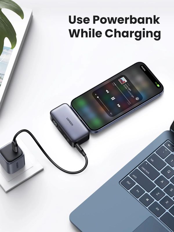 УМБ Ugreen 5000mAh 22,5W  USB-C In/Out, with build-in Type-C connector (PB503) сірий (35338)