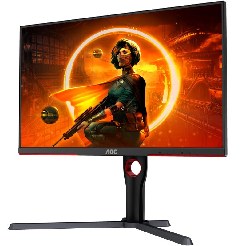 TFT 27" AOC Q27G3XMN/BK, MiniLED QHD IPS, 180Hz, 1ms, 2xHDMI, DP, HAS, Pivot, чорно-червоний (Q27G3XMN/BK)
