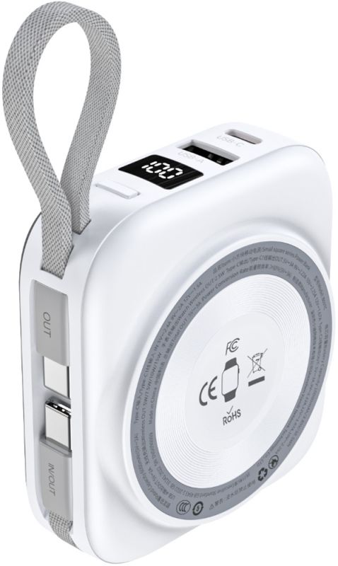 УМБ Choetech Magnetic Wireless 10000mAh 22,5W PD USB-A,USB-C,build-in USB-C,Apple Watch charger (B697C-WHSL)