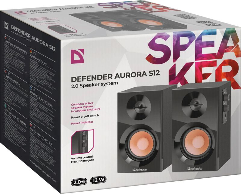 Акустична система 2.0 Defender Aurora S12, 10Вт (RMS) MDF чорна (65415)
