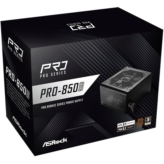 БЖ 850W ASRock PRO PRO-850B 120mm, 80+ Bronze, Retail (PRO-850B)
