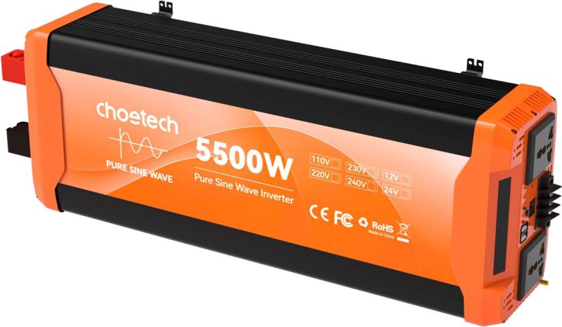 Інвертор автомобільний Choetech 12220V 5500W (2500Вт), чиста синусоїда (CJ5000Q-V2)