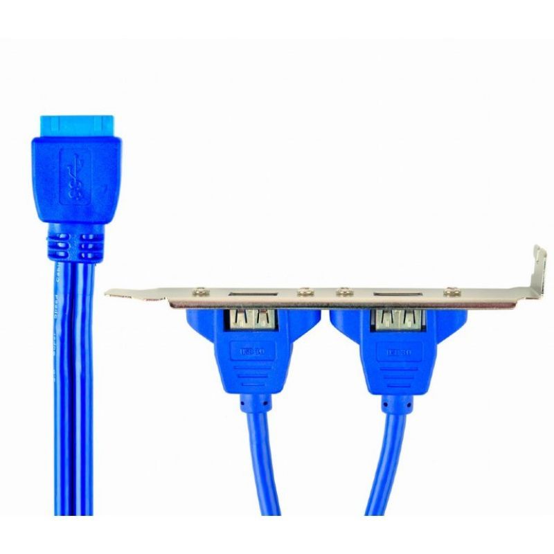 Планка расширения Cablexpert USB - 10-pin (F/M), 0.44 м, синий (CC-USB3-RECEPTACLE)