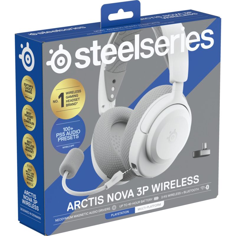 Ігрова гарнітура SteelSeries Arctis Nova 3P Wireless MultiPlatform White (61687)