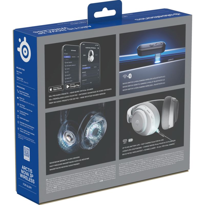 Ігрова гарнітура SteelSeries Arctis Nova 3P Wireless MultiPlatform White (61687)