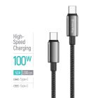 Кабель ColorWay USB Type-C - USB Type-C (M/M), zinc alloy braided, 5А, 2 м, Black (CW-CBPDCC099-BK)