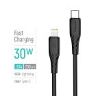 Кабель ColorWay USB Type-C - Lightning (M/M), textured PVC, 3А, 2 м, Black (CW-CBPDCL095-BK)