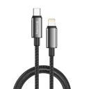 Кабель ColorWay USB Type-C - Lightning (M/M), zinc alloy braided, 3А, 1 м, Black (CW-CBPDCL098-BK)