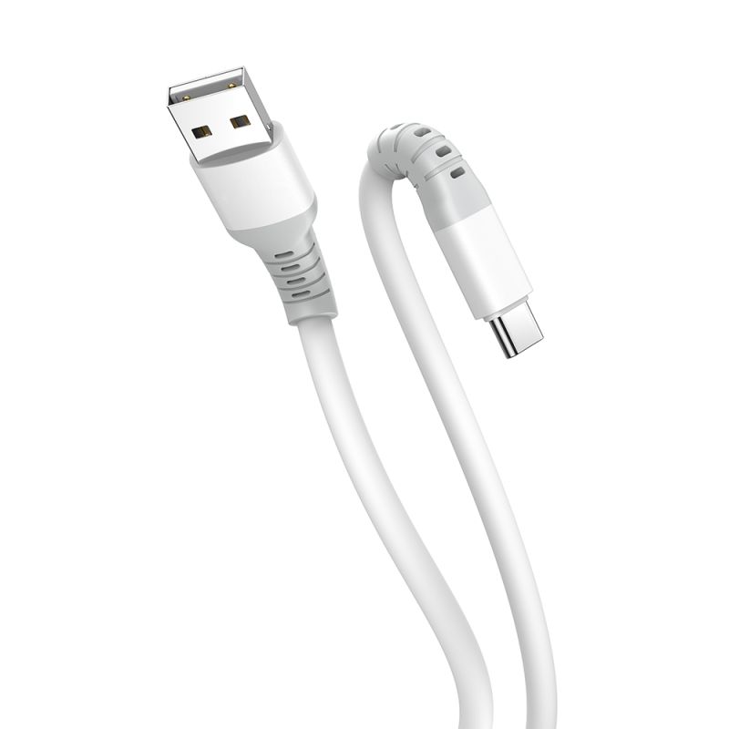 Кабель ColorWay USB - USB Type-C (M/M), liquid silicone, 3А, 1 м, White (CW-CBUC093-WT)