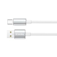 Кабель ColorWay USB - USB Type-C (M/M), zinc alloy braided, 3А, 1 м, White (CW-CBUC098-WT)