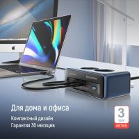 Фільтр живлення ColorWay 45W 2 розетки, 1xUSB-A 2xUSB-C, 2 м, синій (CW-CHE25PDB)