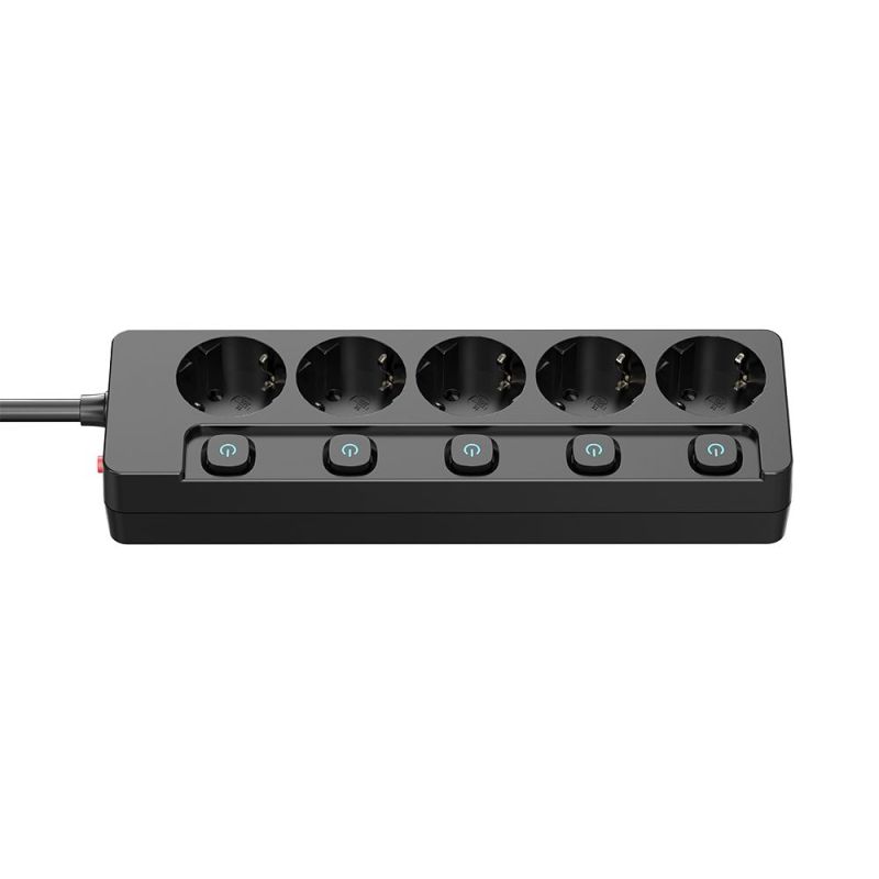 Фільтр живлення СolorWay 5 розеток, 2м, Black (CW-PSEA52SBK)