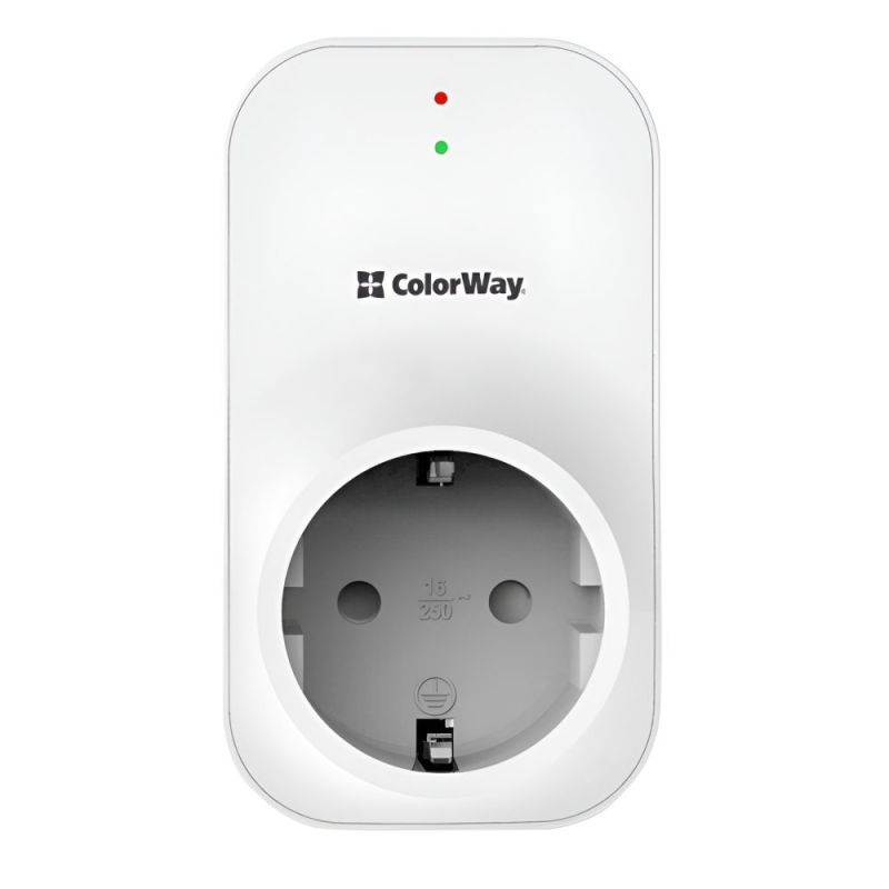 Реле напруги ColorWay (16A/3680W) 150V-210V/230V-280V LED1, 1 розетка (CW-VR16-03L)