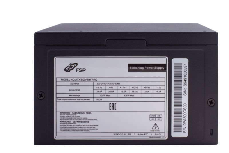 БЖ 500W FSP ATX-500W PNR PRO 120mm silent fan, Retail Box (ATX-500PNR PRO)