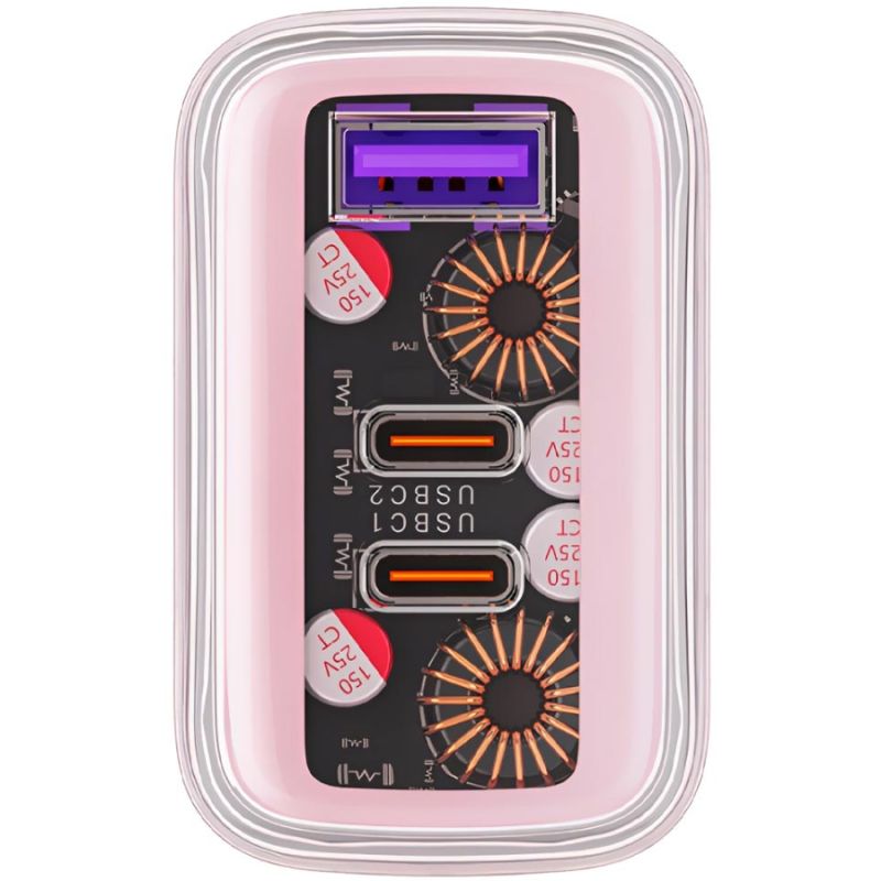 Зарядний пристрій 3xUSB 65W (2xUSB-C+USB-A) Gan A45 Fast Charger Cherry blossom Acefast (6974316282082)