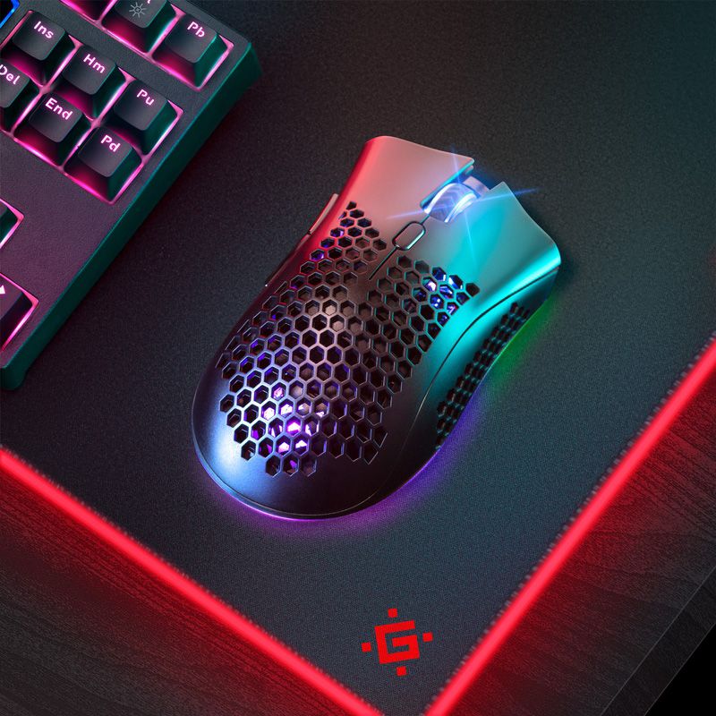 Мишка Defender Warlock GM-709L RGB ігрова, бездротова 2400dpi., 7кн., чорна (52709)