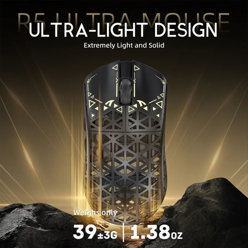 Мишка Attack Shark R5 Ultra, Wireless, PAW3950MAX сенсор, 42000dpi., 6кн., Black (R5ULTRAB_AS)
