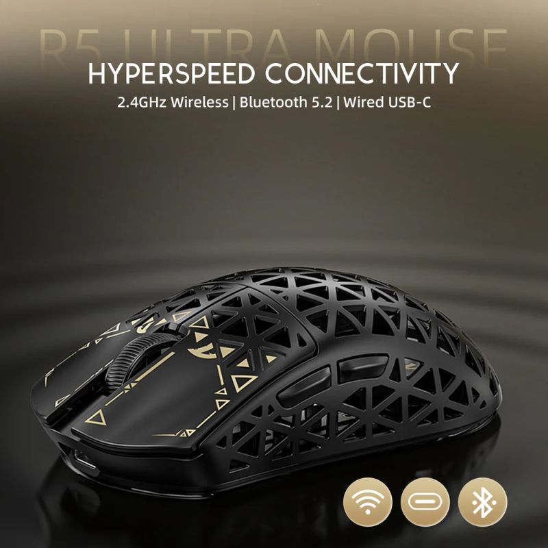 Мишка Attack Shark R5 Ultra, Wireless, PAW3950MAX сенсор, 42000dpi., 6кн., Black (R5ULTRAB_AS)